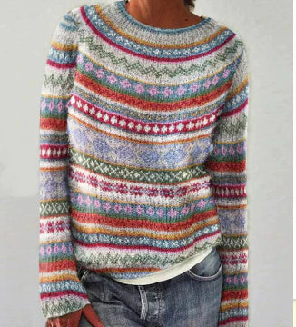 Boat Neck Fair Isle Long Sleeve Knit Jumper 3