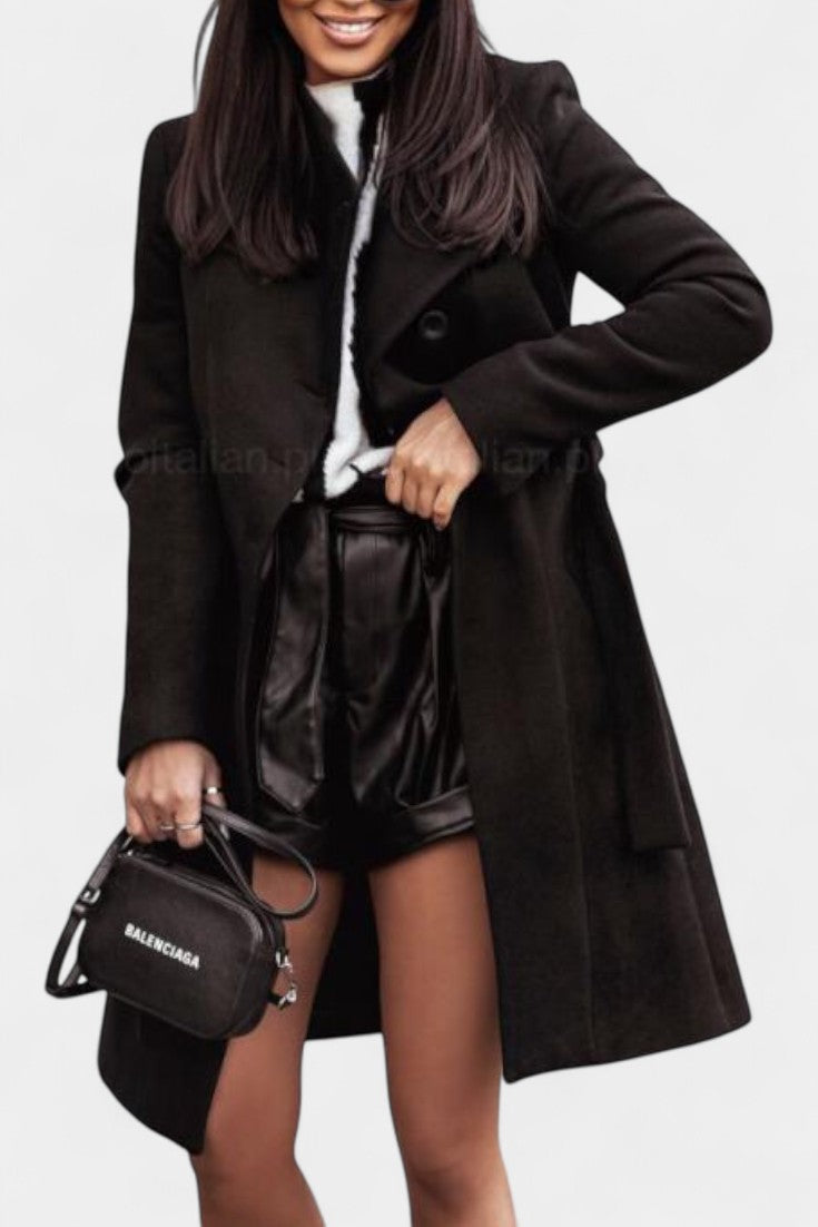 Lapel Button Front Belted Longline Coat 4