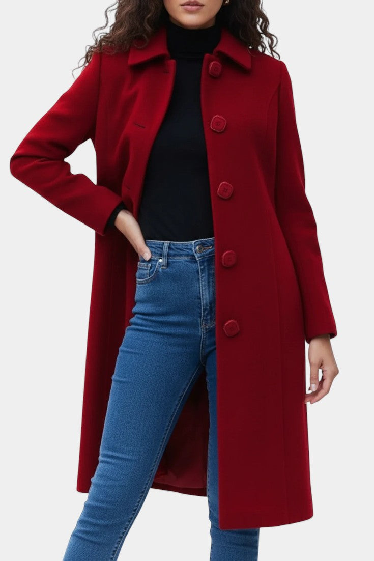 Collared Single Breasted Fitted Longline Coat 7