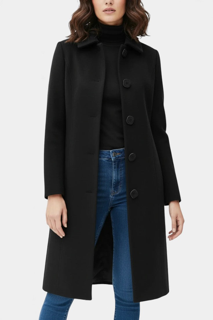 Collared Single Breasted Fitted Longline Coat 3