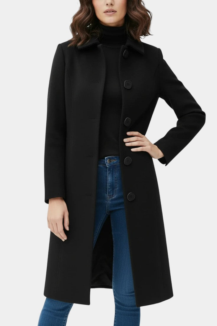 Collared Single Breasted Fitted Longline Coat 4