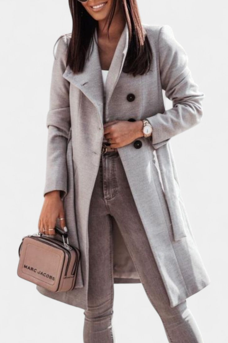 Lapel Button Front Belted Longline Coat 6