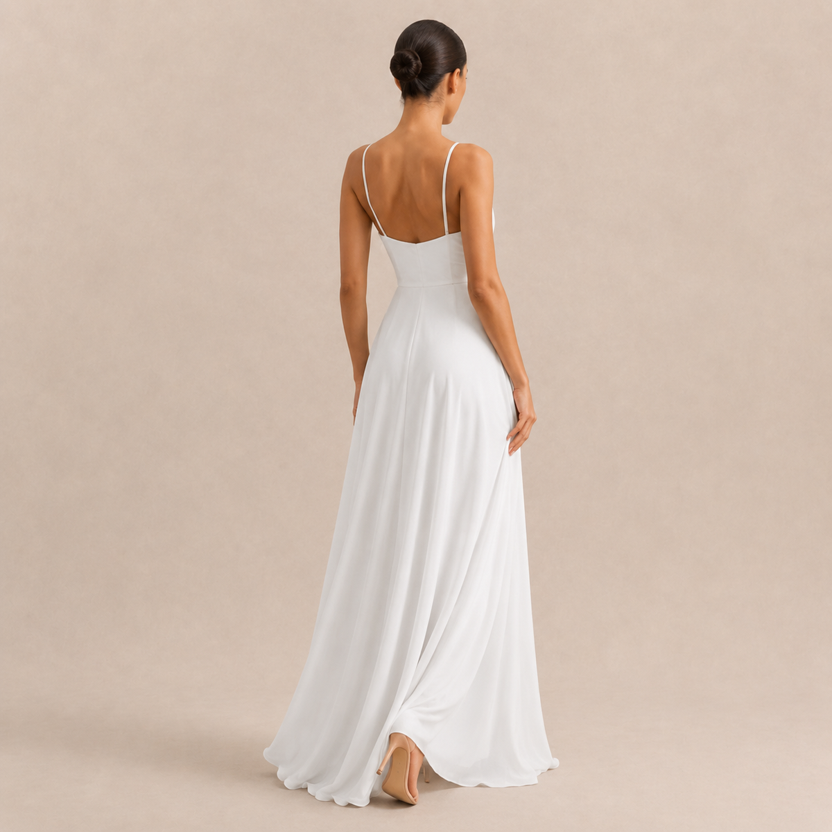 V-Neck Pleated High Split Chiffon Maxi Dress 6