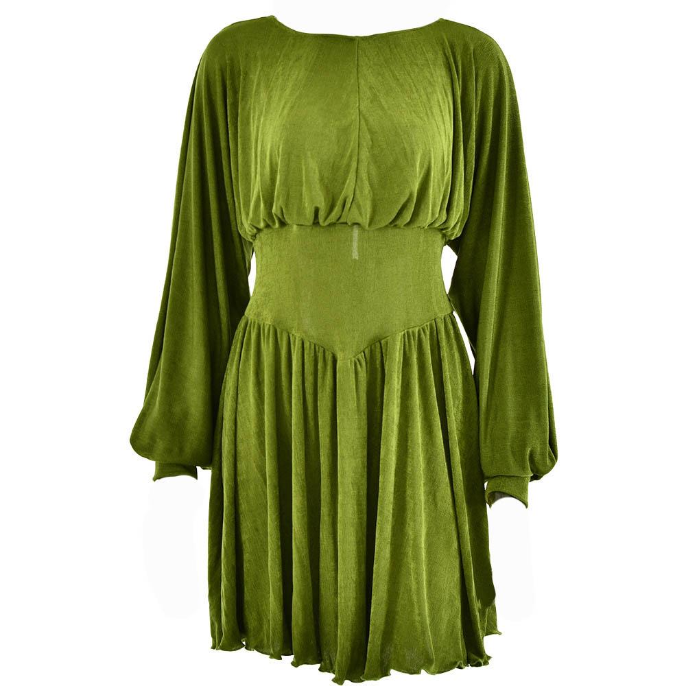 Boat Neck Long Sleeve Drop Waist Fit and Flare Mini Dress - View 10