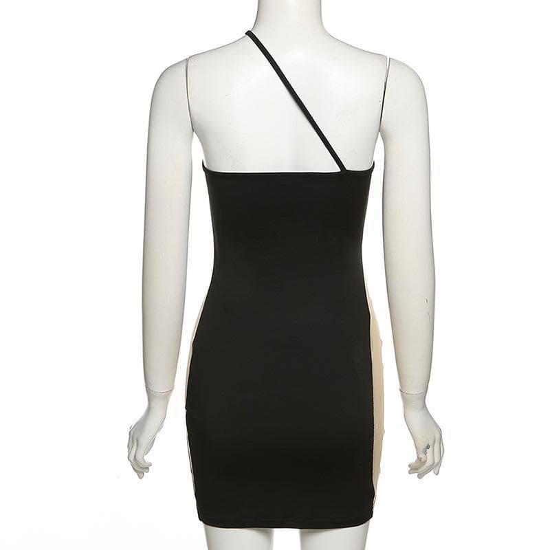 Mesh see through irregular one shoulder mini dress - View 4