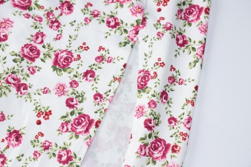 Floral Print Sweetheart Lace Trim High Split Slip Maxi Dress - View 7