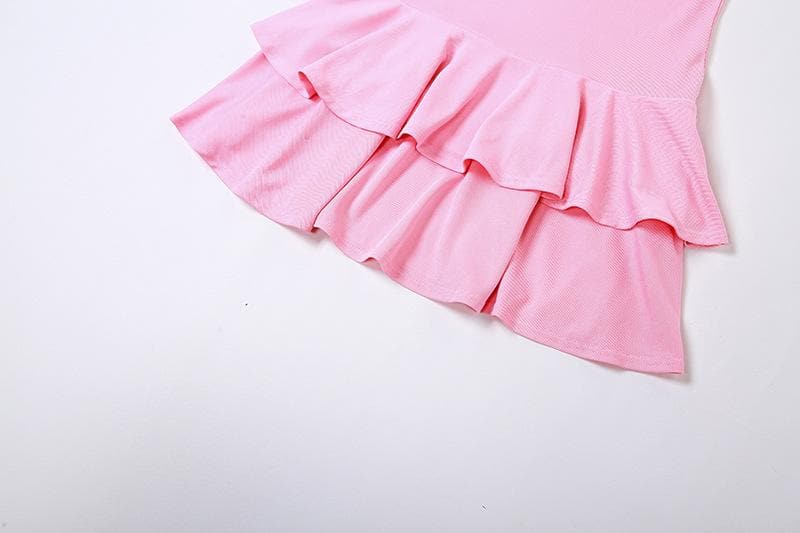 Beaded solid ruffle backless tube mini dress - View 9