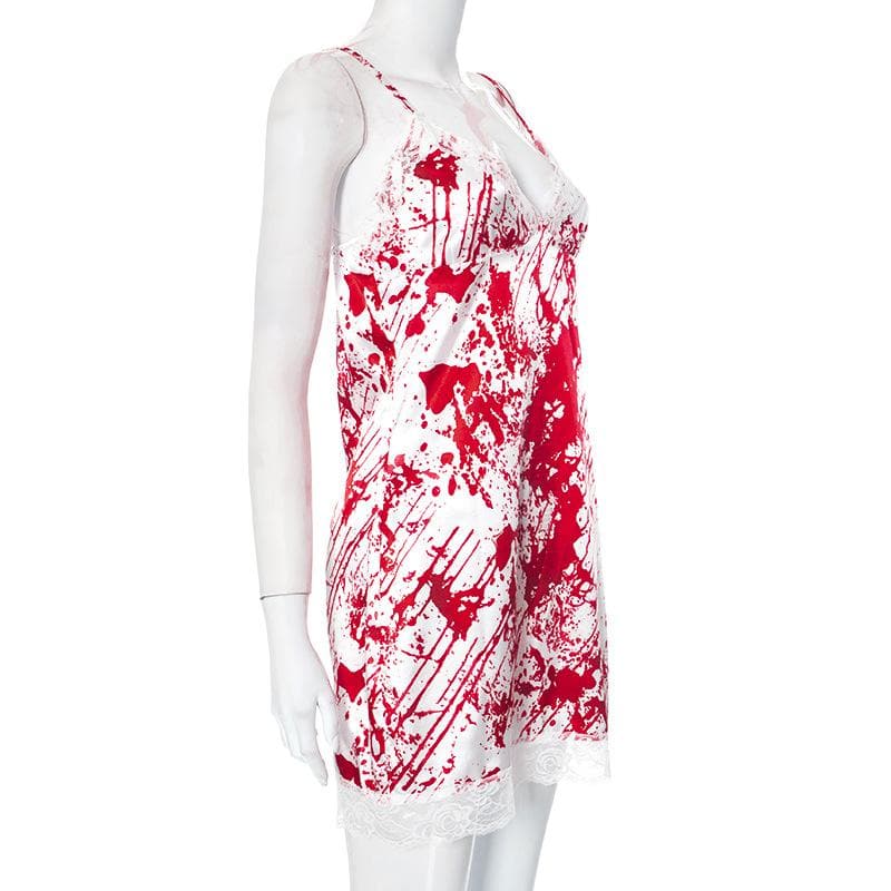 Lace hem contrast v neck backless cami mini dress - View 8