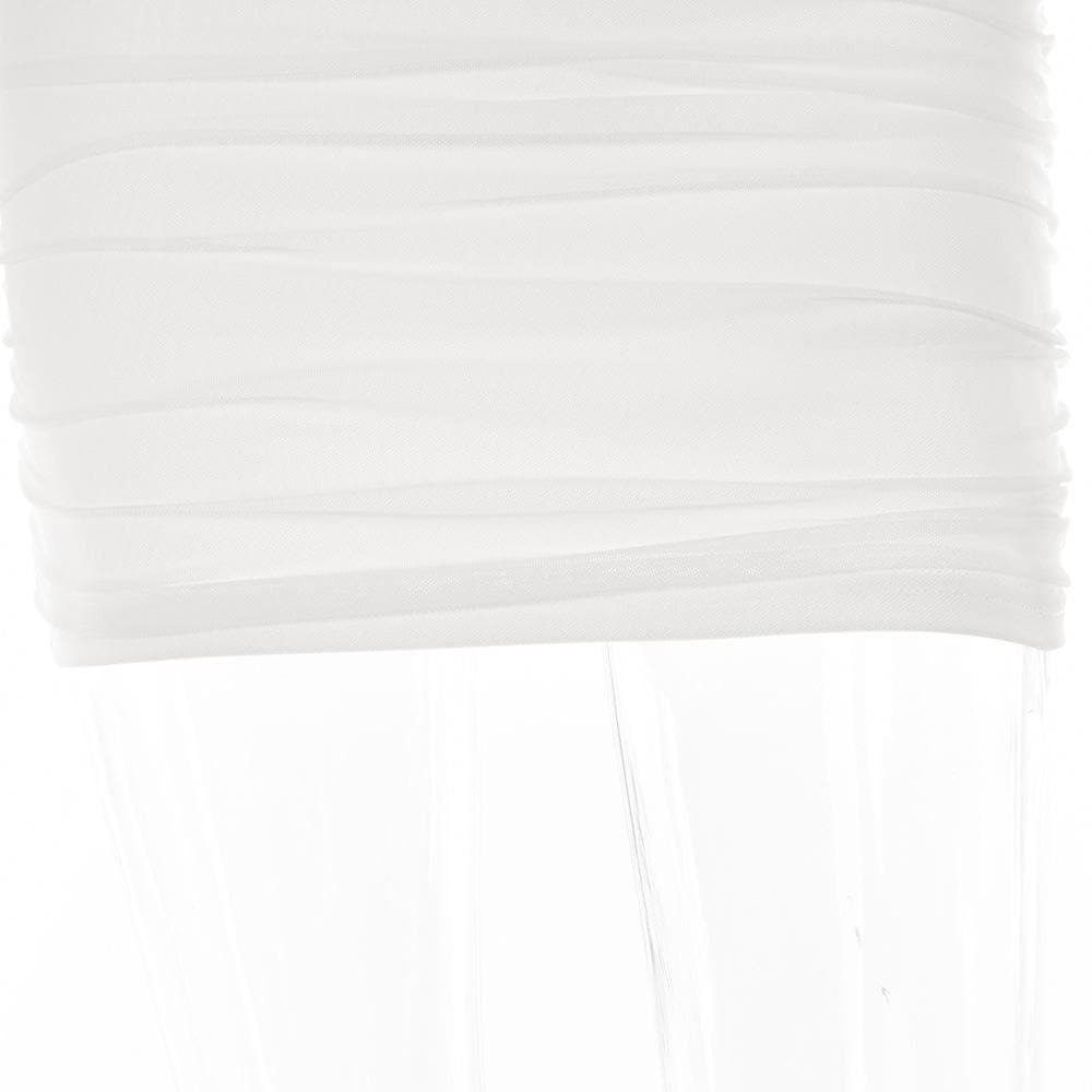 Solid one shoulder o ring hollow out mesh backless mini dress - View 7