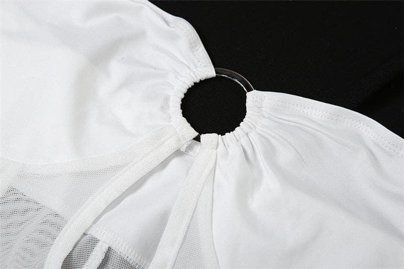 Mesh see through o ring hollow out backless tube maxi dress - View 8