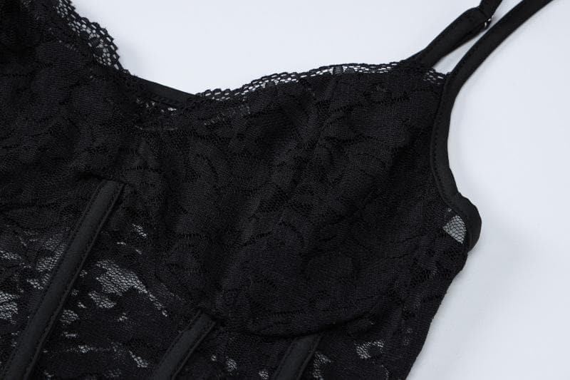 Lace Sweetheart Spaghetti Strap Corset Mini Dress - View 5