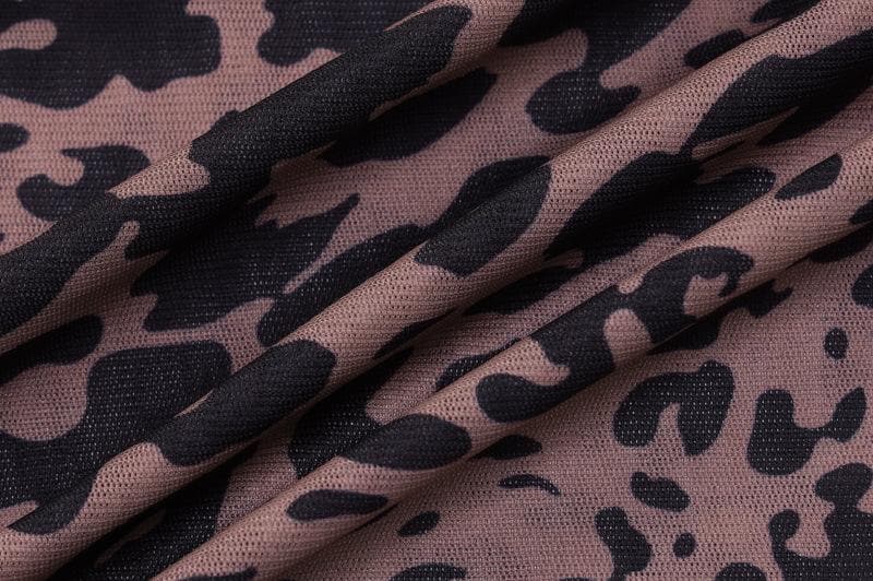 Leopard Print Cowl Neck Lace Trim Slit Bodycon Midi Dress - View 7