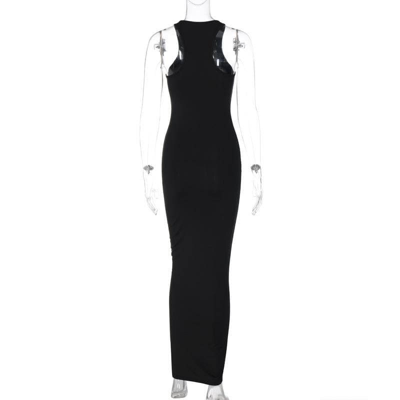 Rhinestone Contour High Neck Sleeveless Bodycon Maxi Gown - View 4