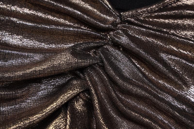 Metallic Cowl Neck Ruched Halter Backless Maxi Dress - View 7