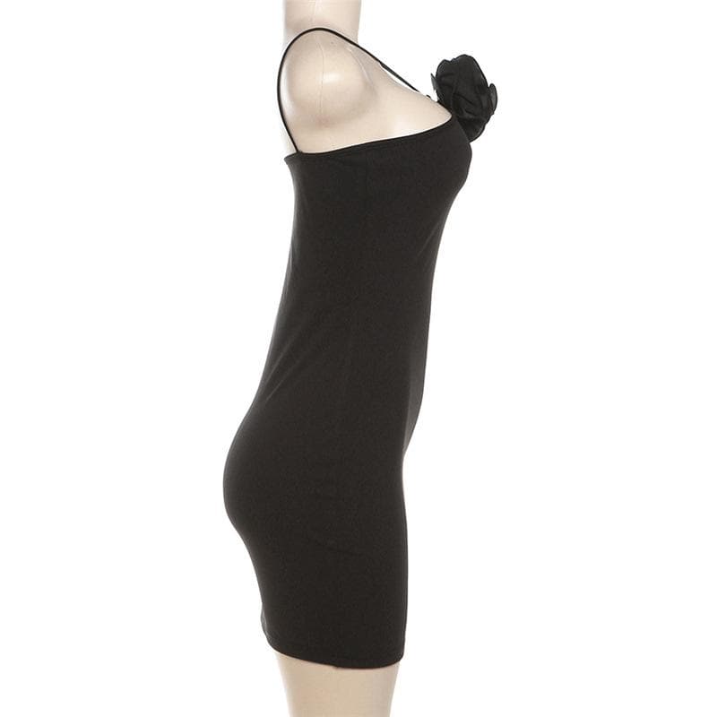 Halter Neck Sleeveless Flower Applique Bodycon Mini Dress - View 3