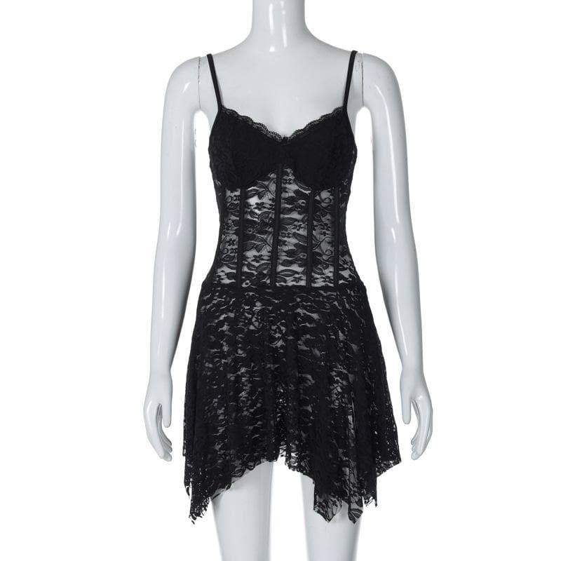 Lace Sweetheart Spaghetti Strap Corset Mini Dress - View 9