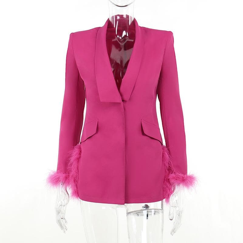 Feather turnover collar long sleeve v neck solid button mini dress - View 2