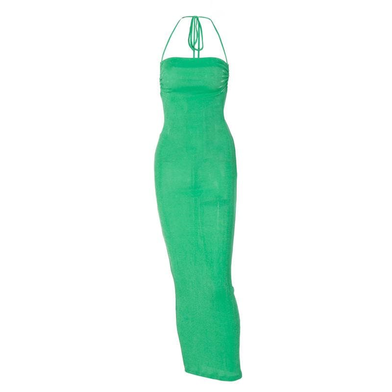 Knit Backless Cowl Neck Maxi Dress - View 3