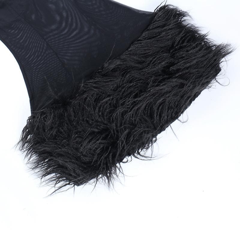 Mesh see through feather sleeveless backless mini dress - View 7