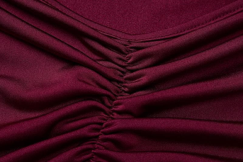 Ruched solid backless cross back v neck lace up maxi dress - View 6