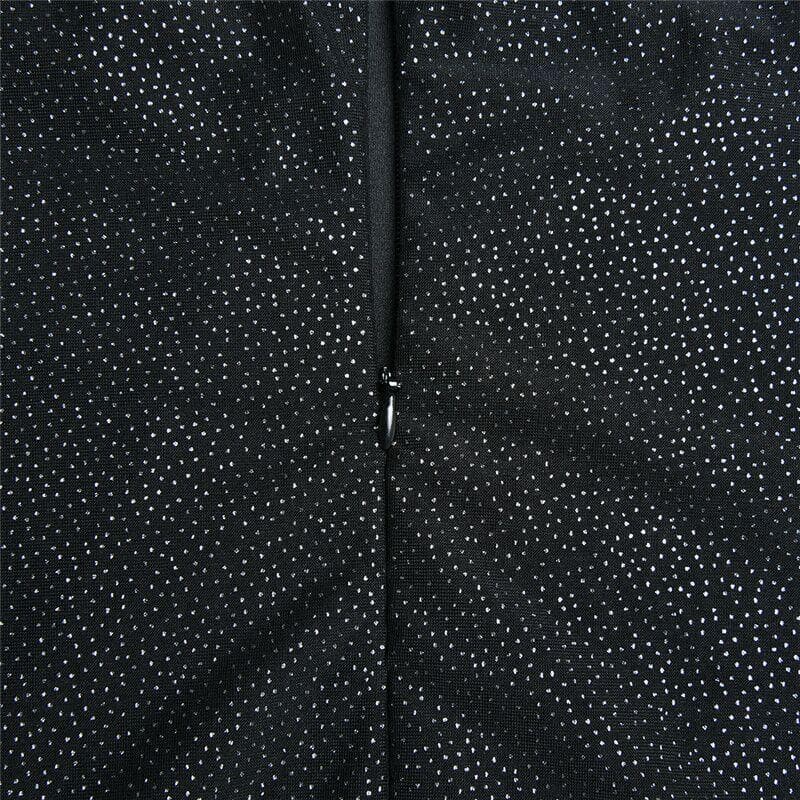 Textured mesh gloves sweetheart neck zip-up slit cami mini dress - View 8