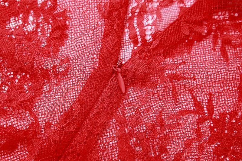 Floral Lace Long Sleeve Sheer See Through Maxi Dress - View 7