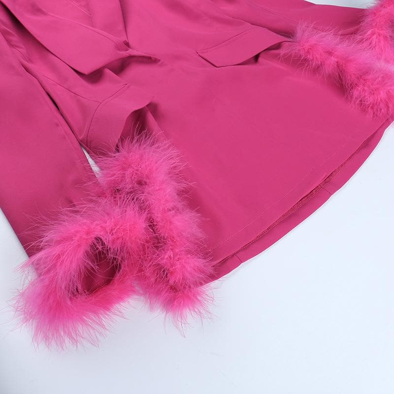 Feather turnover collar long sleeve v neck solid button mini dress - View 6