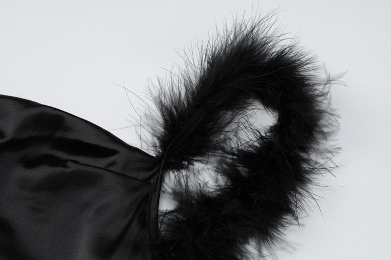 Feather cowl neck ruched solid backless maxi dress - View 4