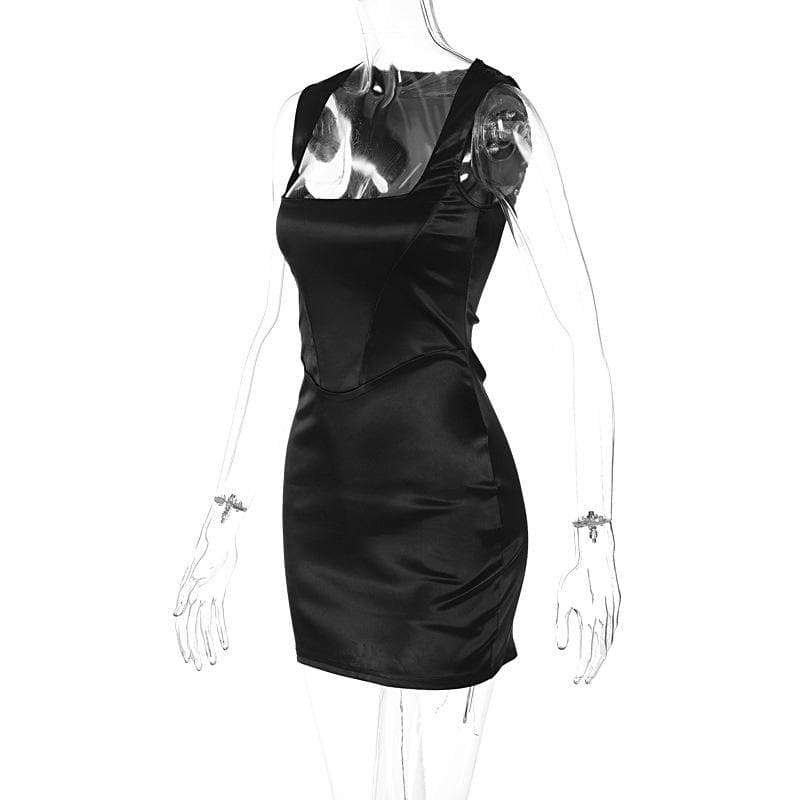 Corset Satin Sleeveless Bodycon Mini Dress - View 7