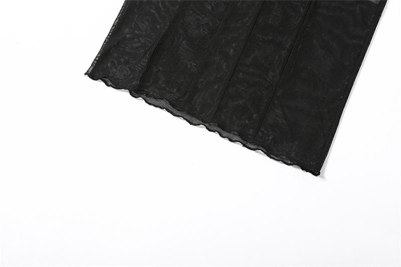 Sleeveless solid sheer mesh see through backless midi dress - View 6