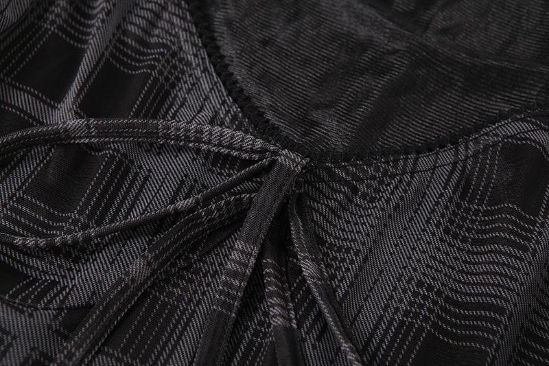 Mesh short sleeve plaid A line ruffled dress - View 7
