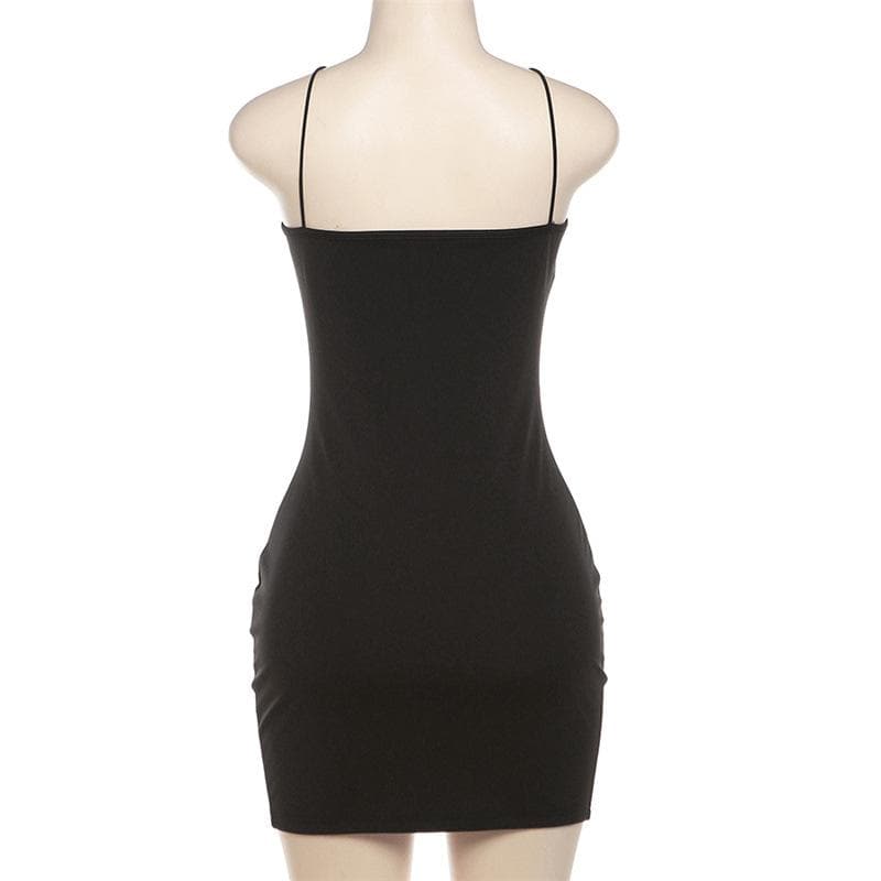 Halter Neck Sleeveless Flower Applique Bodycon Mini Dress - View 4