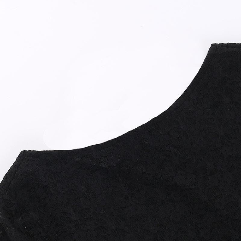 Lace solid long sleeve backless hollow out self tie mini dress - View 4