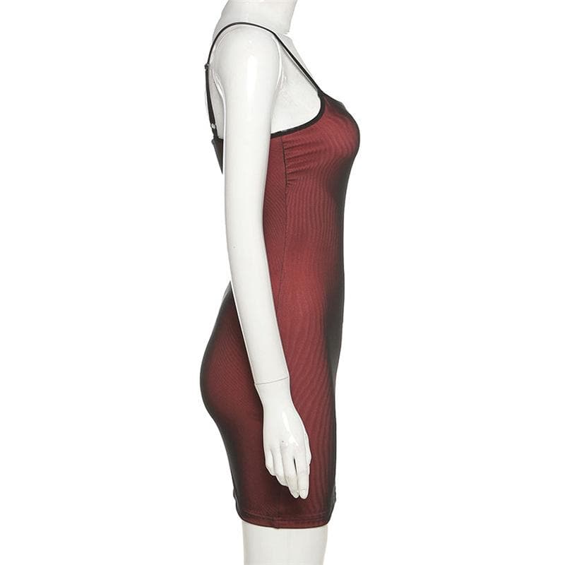 Mesh slit square neck irregular backless cami mini dress - View 3