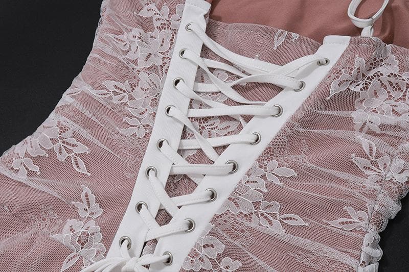 Long sleeve lace ruched shrug lace up 2 piece midi dress - View 8
