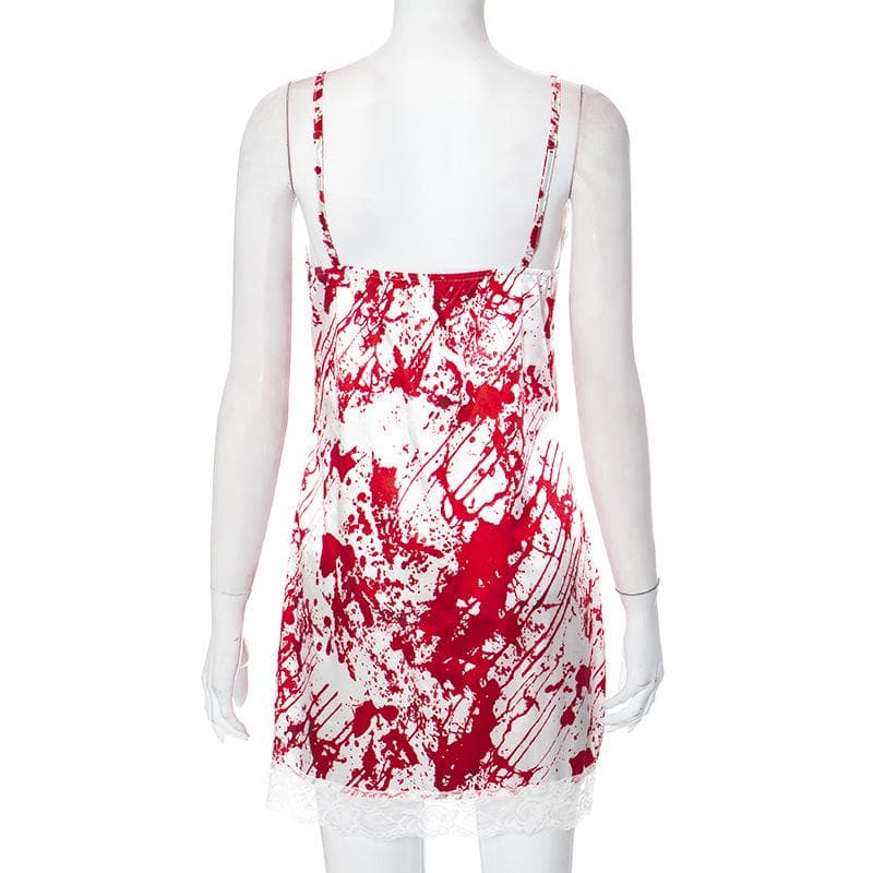 Lace hem contrast v neck backless cami mini dress - View 3