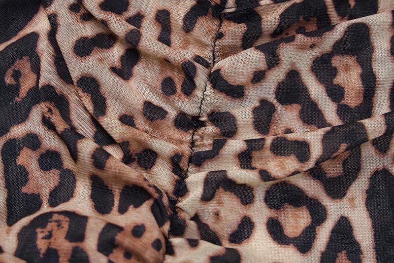 PRE ORDER - Mesh leopard print backless self tie ruched maxi dress - View 11