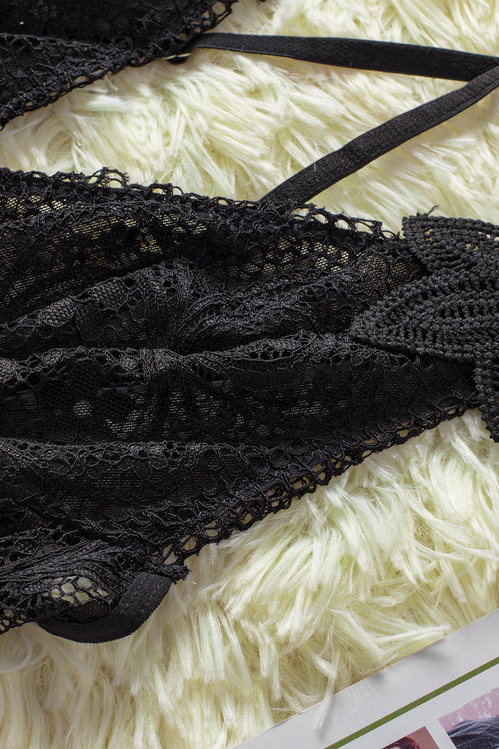 Floral Lace Spaghetti Strap Scalloped V-Neck Vertical Lace Panel Babydoll Gown 89