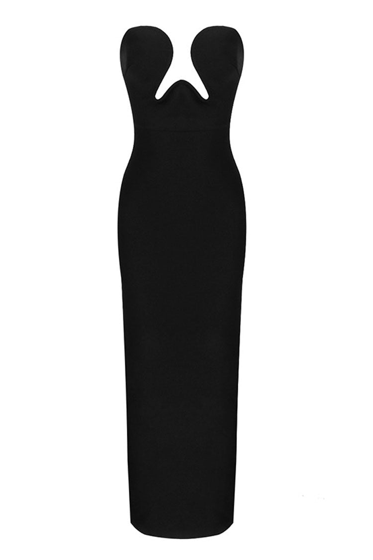 Strapless Bandage Bustier High Split Formal Maxi Gown - View 3