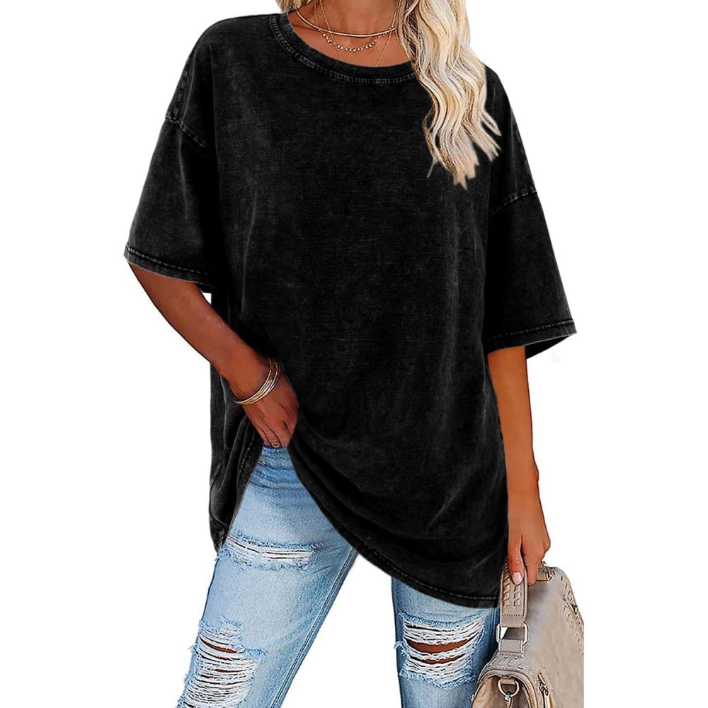 Crew Neck Short Sleeve Oversized Washed T-Shirt 7