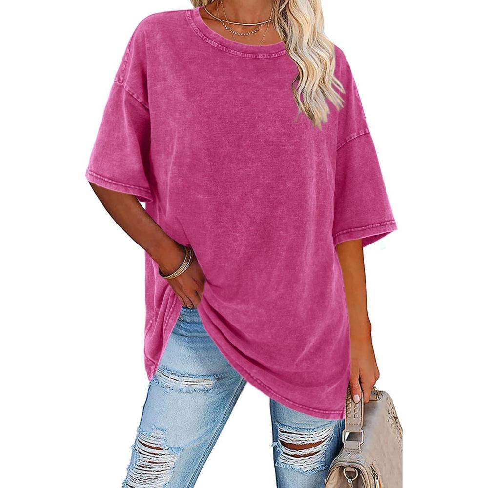 Crew Neck Short Sleeve Oversized Washed T-Shirt 2