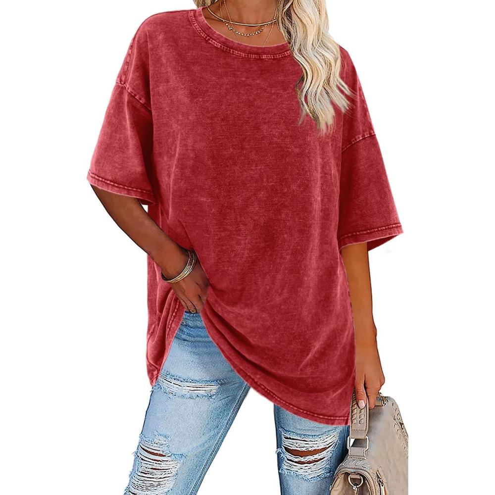 Crew Neck Short Sleeve Oversized Washed T-Shirt 3