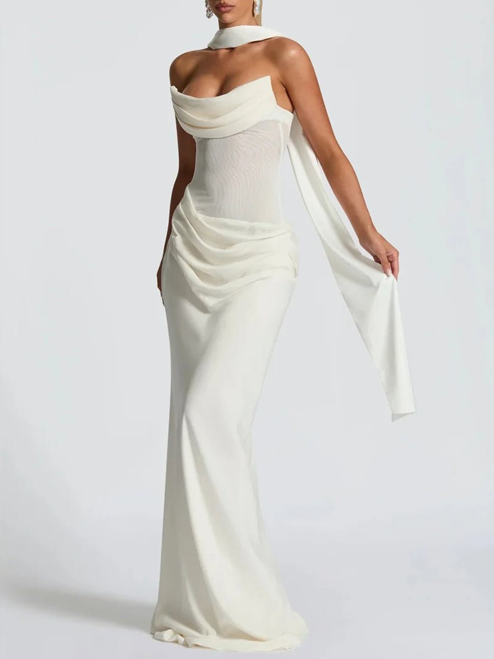 Malena Strapless Draped Maxi Gown - View 3