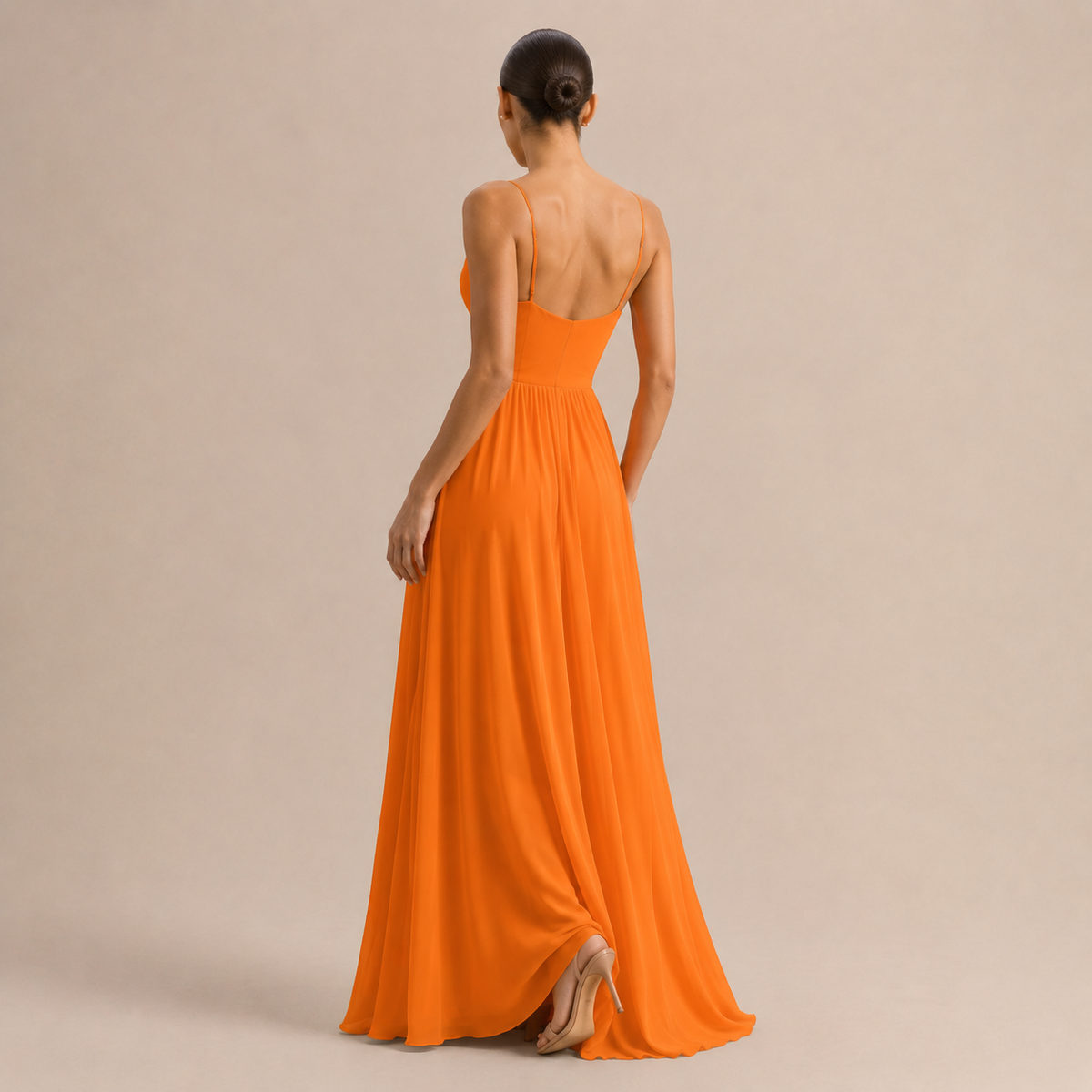 V-Neck Pleated High Split Chiffon Maxi Dress 15