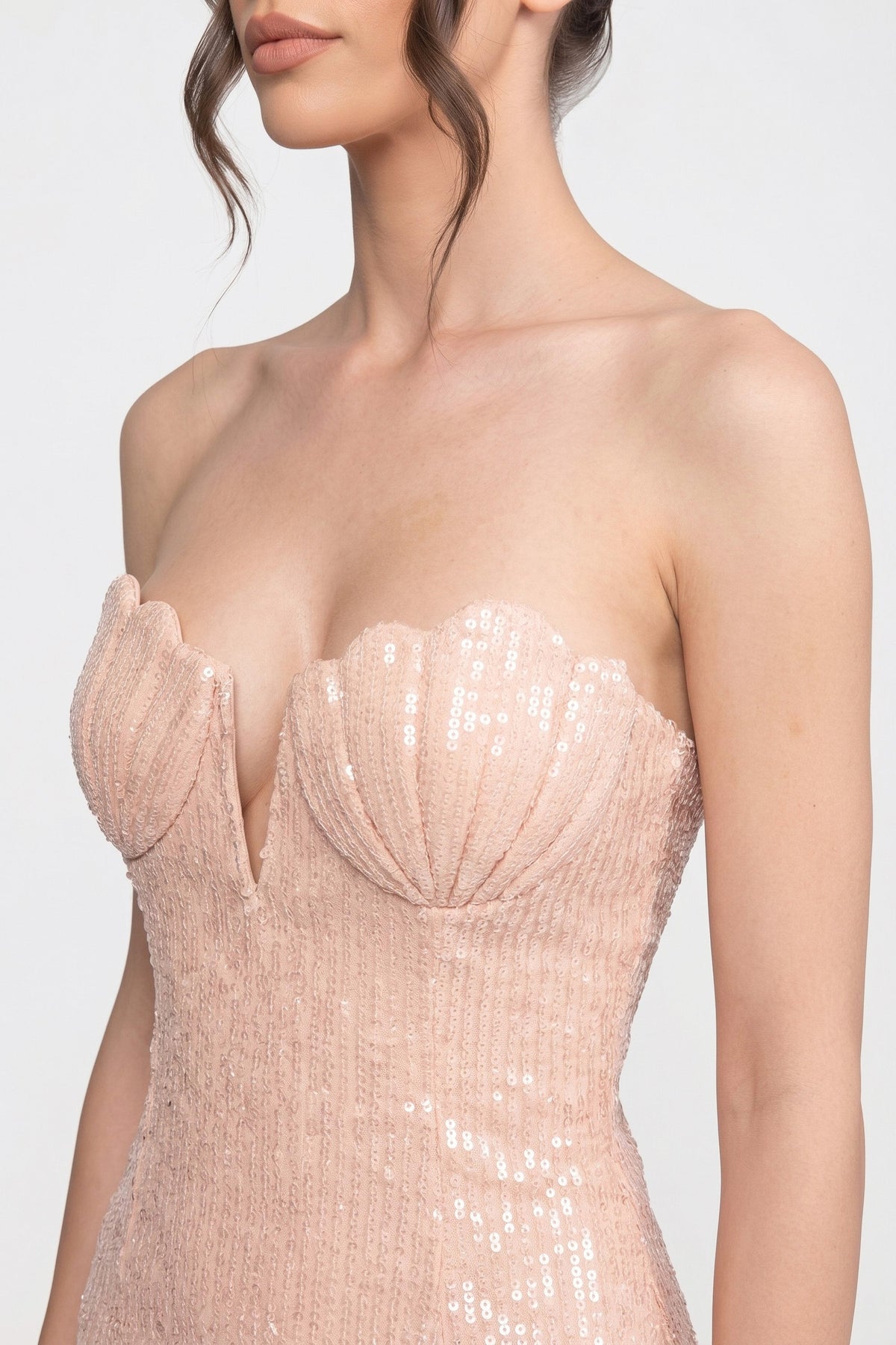 Strapless Sequin Mermaid Gown - Blush - View 7