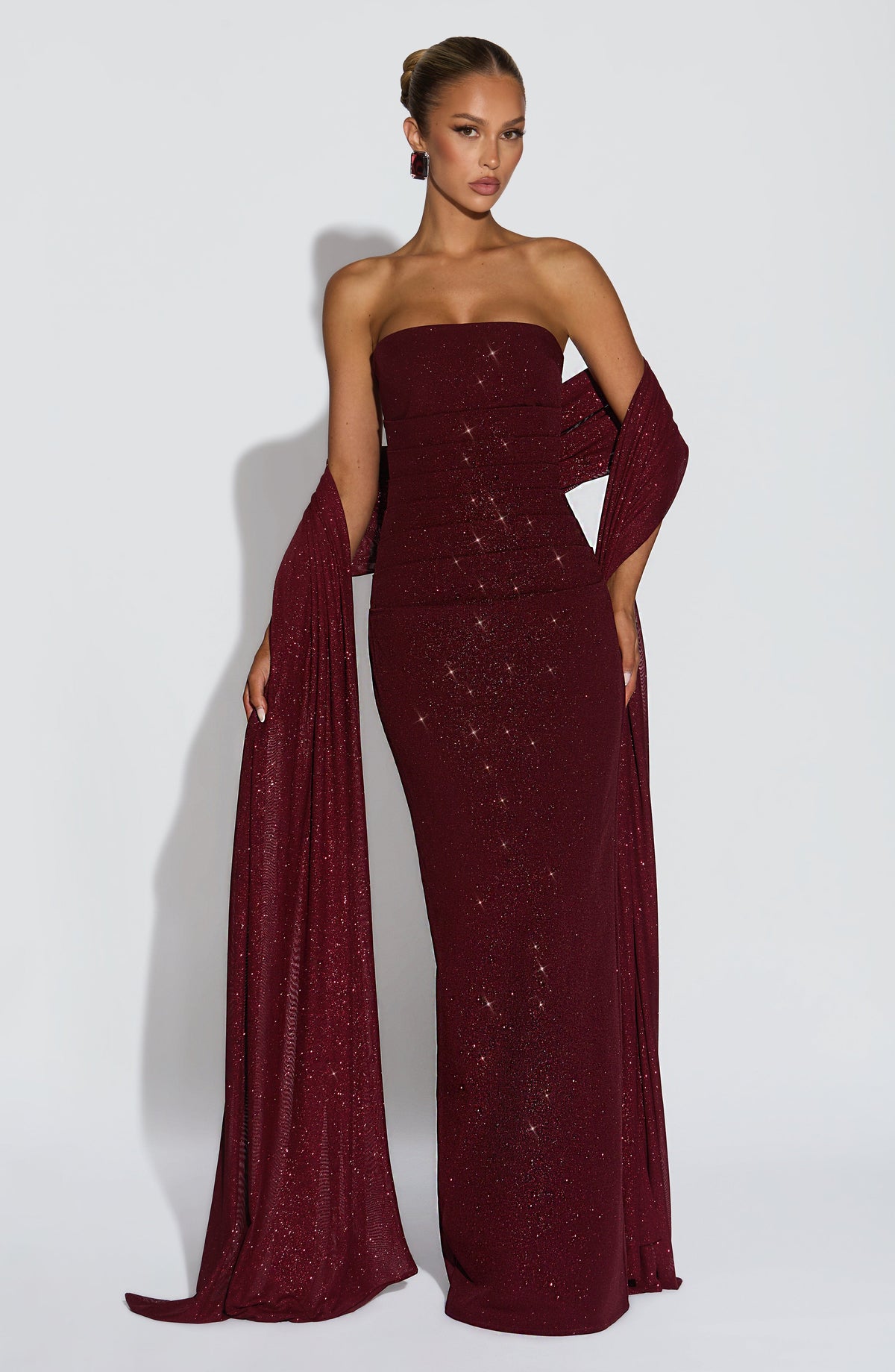 Sparkle Strapless Ruched Maxi Gown 5
