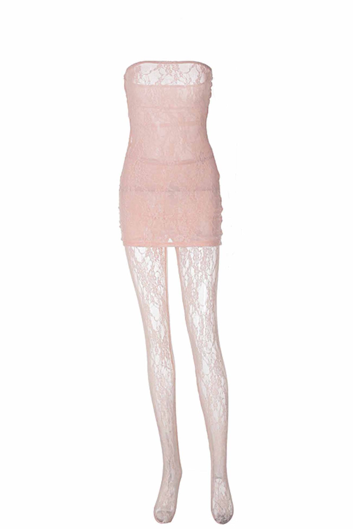 Strapless Floral Lace Bodycon Mini Leggings Two Piece Set - View 13