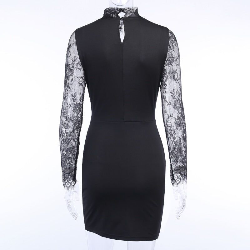 Shine Tonight Lace Long Sleeve Ruched Mini Dress - View 10