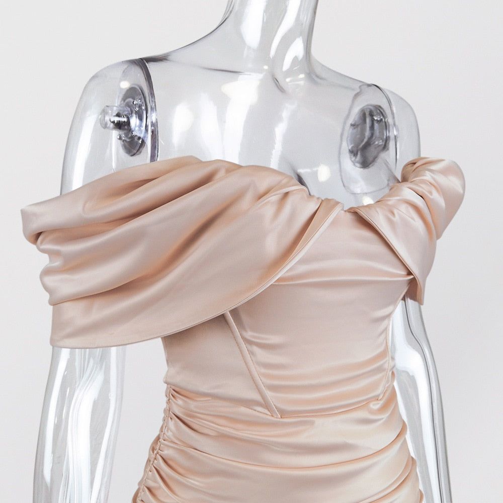 All In Love Off The Shoulder Satin Mini Dress - View 12
