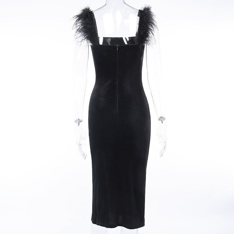 All That And More Feather Velvet Midi Dress - View 7
